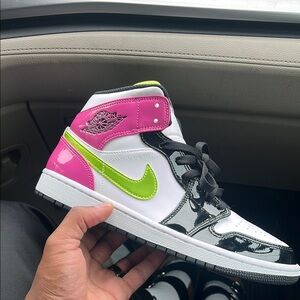 Jordan Athletic Shoes - Black, White, Pink, Neon Green